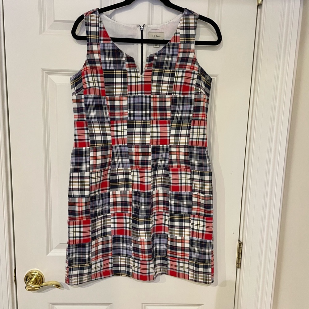 LLBean checkered patchwork sleeveless dress - Picture 7 of 16